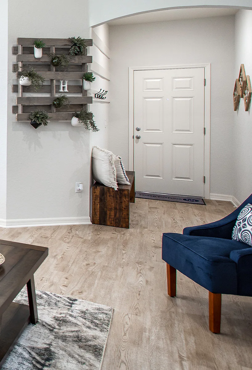Creative wall piece in Eagle Lake model home